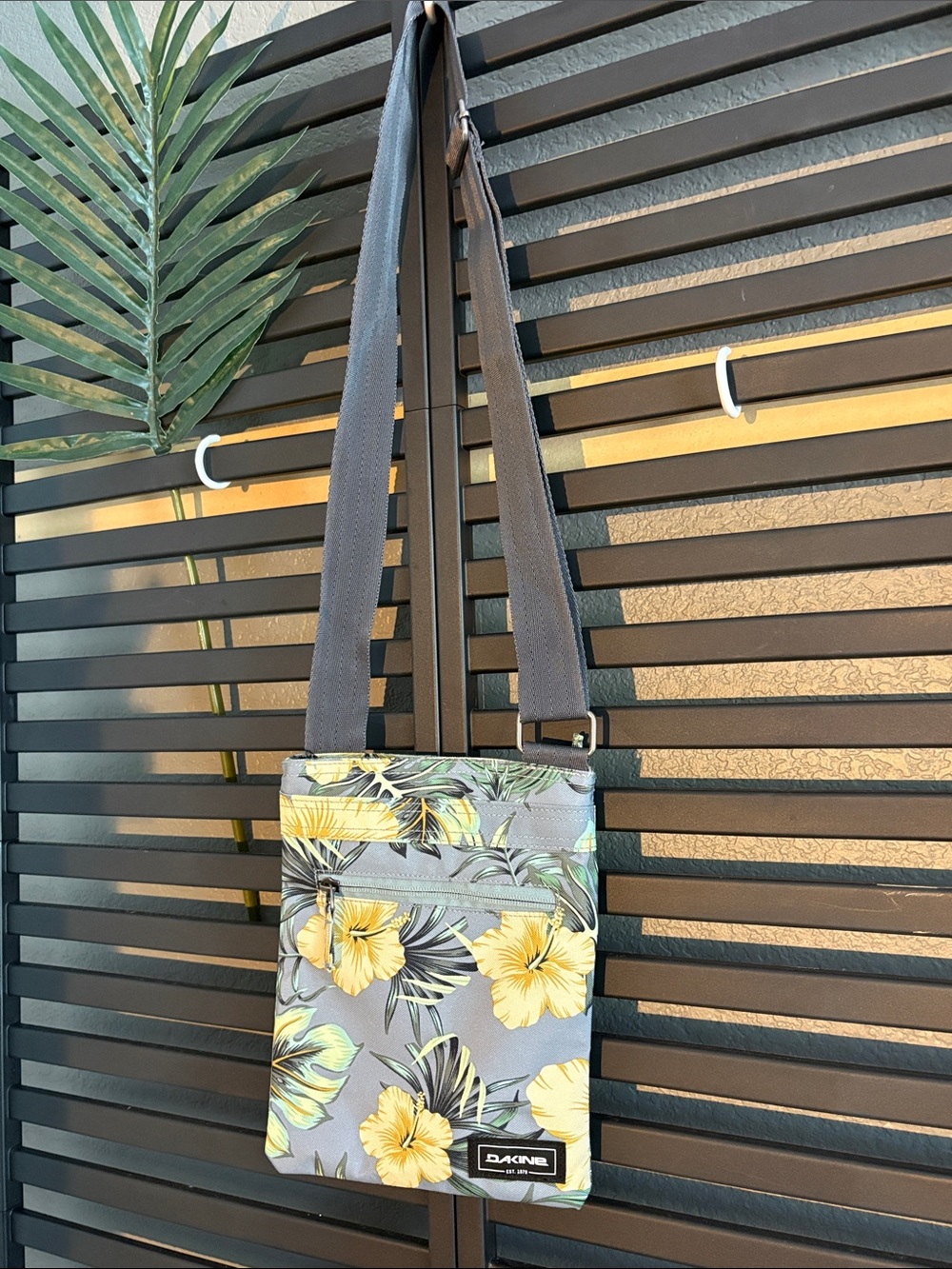 Dakine Gray Crossbody Bag with Yellow Floral Print